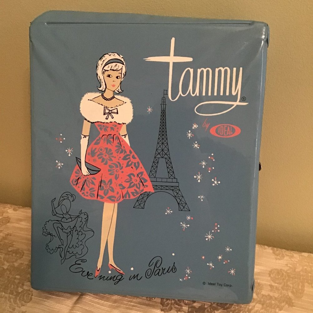 Vintage Ideal Tammy Doll, Light Blue Case, Clothes, Shoes, Patterns & More MINT